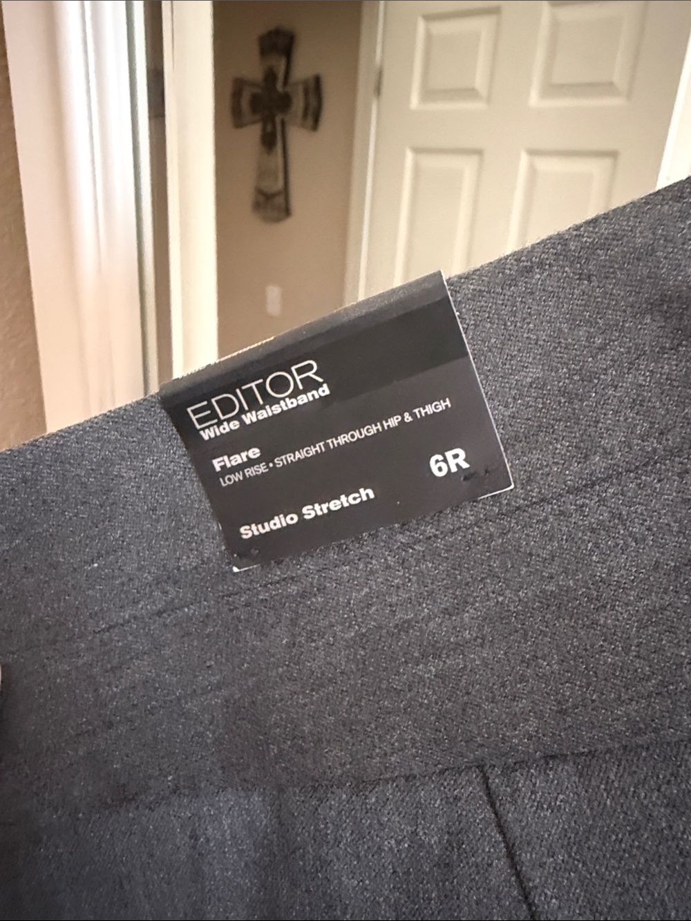 NWT- Express Studio Stretch Editor Charcoal Wide-Leg Ponte Pants - Picture 6 of 8